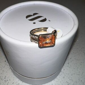 BP Elegant Rhodium & Topaz Gemstone Ring
